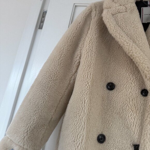 Tommy Hilfiger Teddy Trench Coat In Beige Sz 32 Notch Lapel Collar - Picture 5 of 9